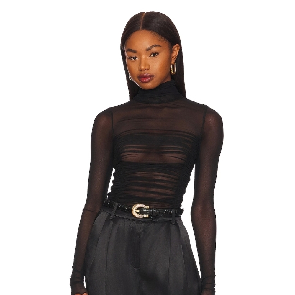 Elegant Black Sheer Women's Top